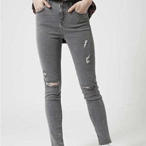 Topshop Jamie moto skinny jeans in distressed grey